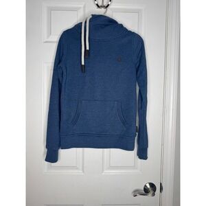 KAZANE Britta Mock Neck Navy Blue Pullover Hoodie Size S